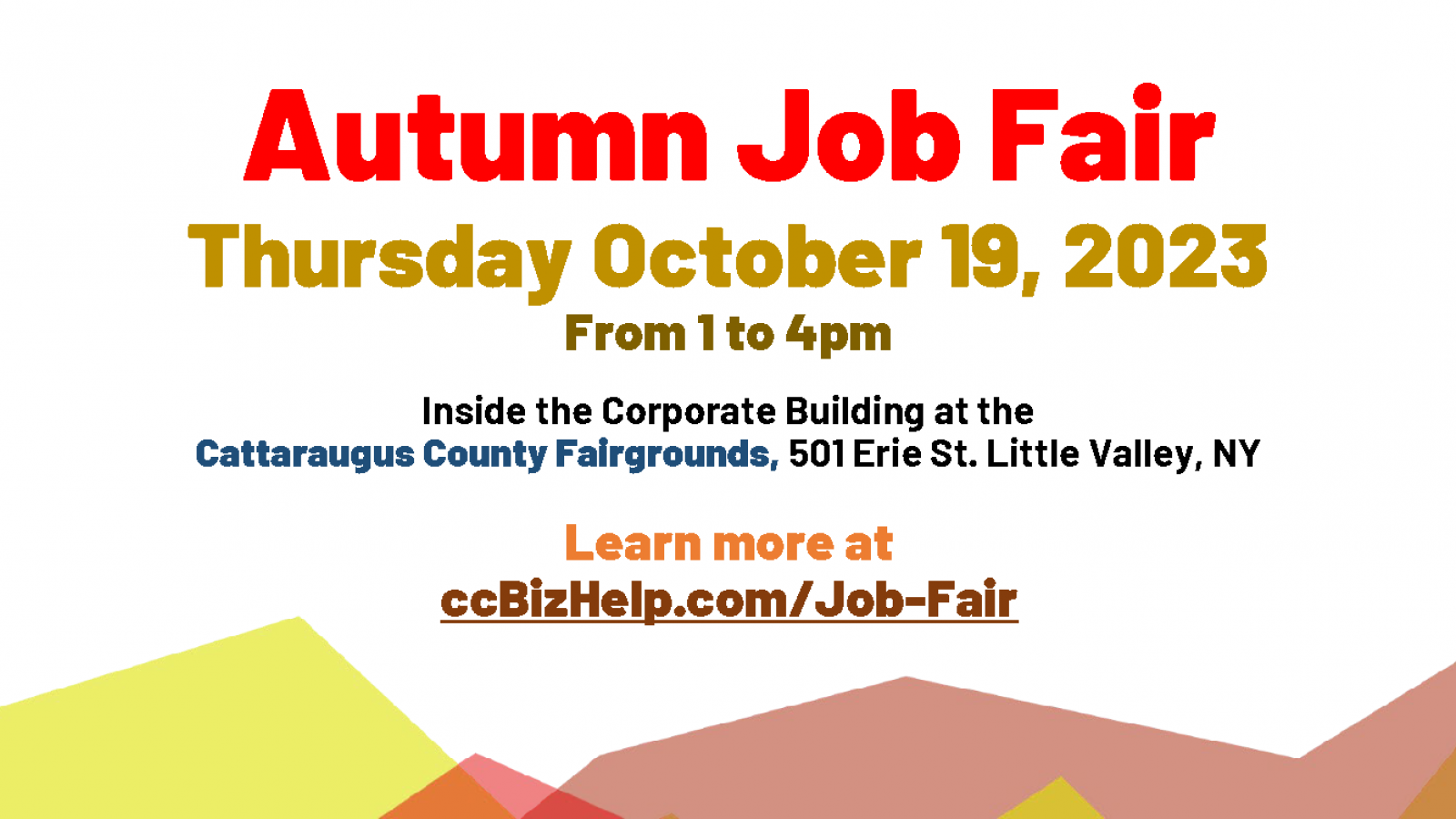 Autumn Job Fair on October 19, 2023 at the Cattaraugus County Fairgrounds