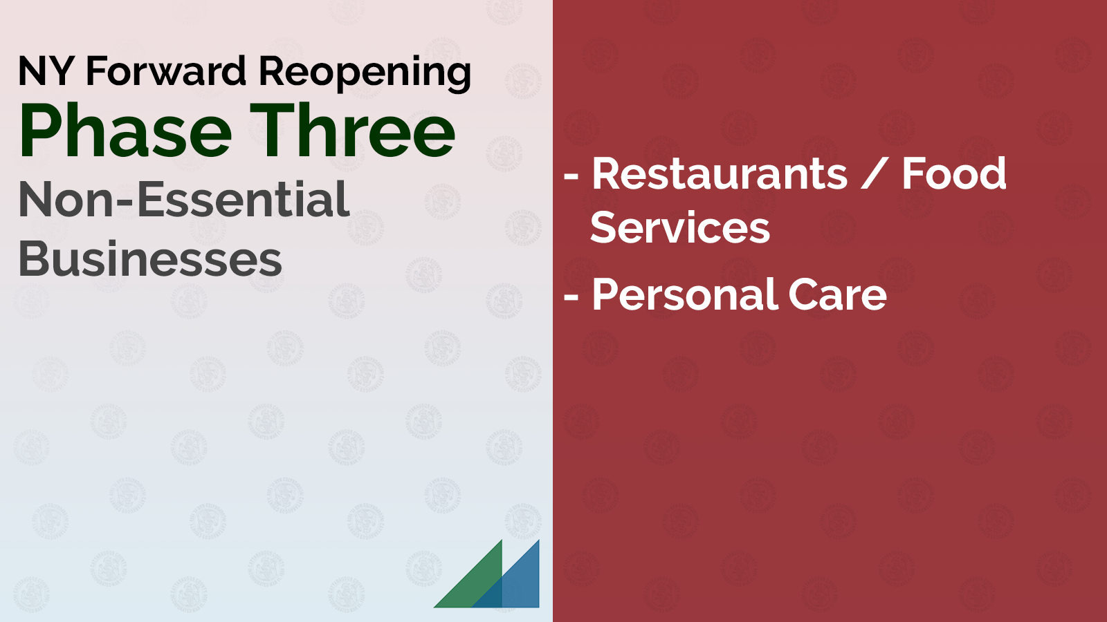 NY Forward Reopening Phase Three: Restaurants / Food Services and Personal Care